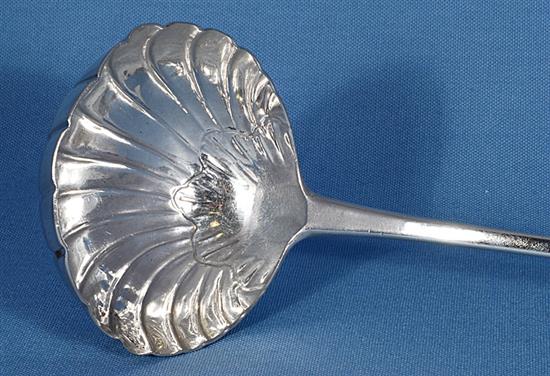 A George III Irish silver soup ladle, by Michael Keating, length 330mm Weight 5.3oz/167grms